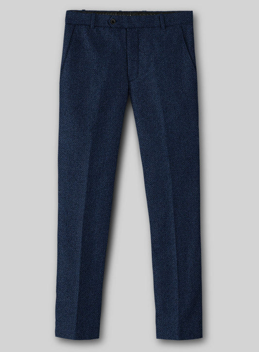 Formal Blue Notched Lapel Wool Business Men Suits