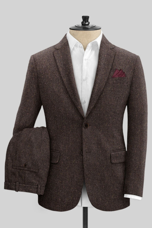 Sparkle Brown Notched Lapel Wool Prom Suits