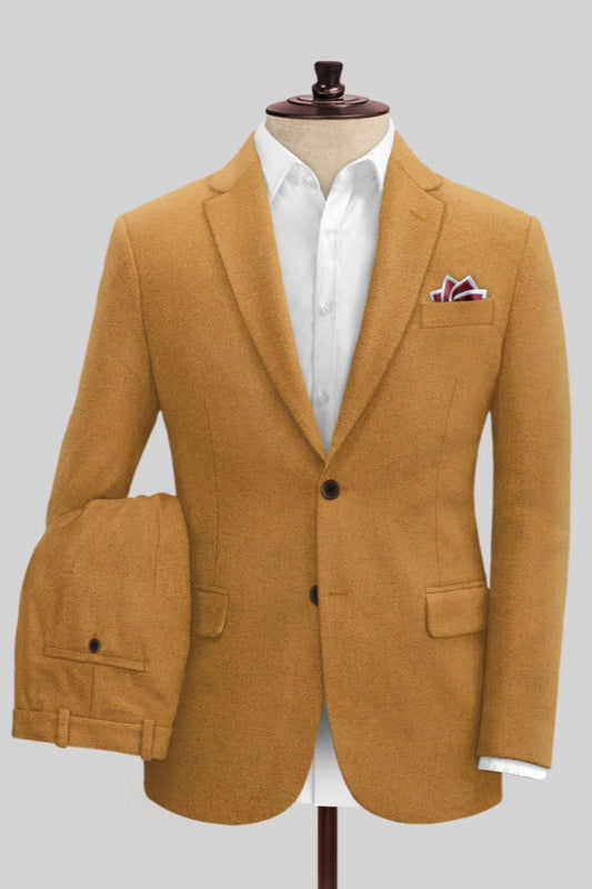 Yellow Newest Notched Lapel Wool Prom Men Suits