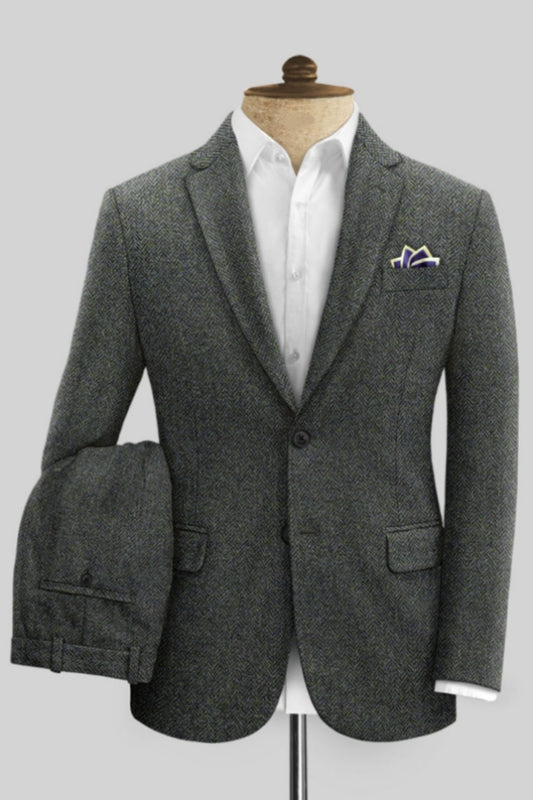 Chic Gray Newest Notched Lapel Wool Business Men Suits