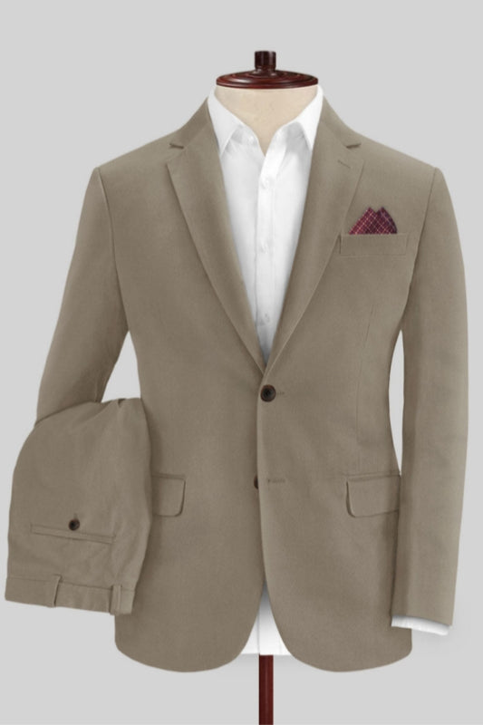 Close Fitting Stone Notched Lapel Wool Business Men Suits