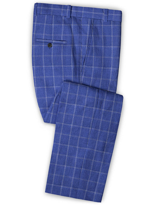 Trendy Blue Plaid Notched Lapel Business Men Suits