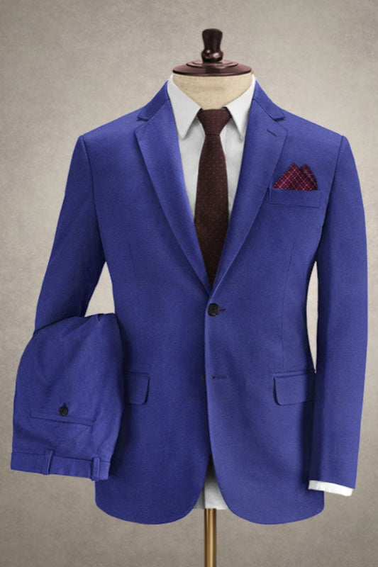 Stylish Royal Blue Notched Lapel Wool Prom Men Suits
