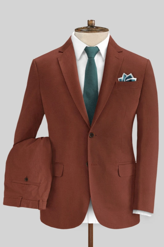 Brown Newest Chic Notched Lapel Wool Prom Men Suits