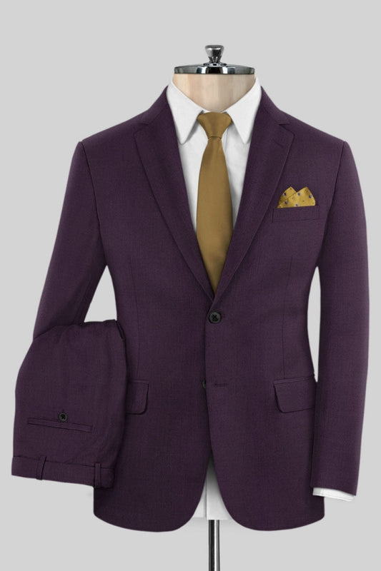 Glamorous Purple Notched Lapel Wool Prom Men Suits