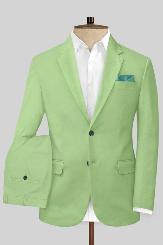 Handsome Green Newest Wool Notched Lapel Prom Suits