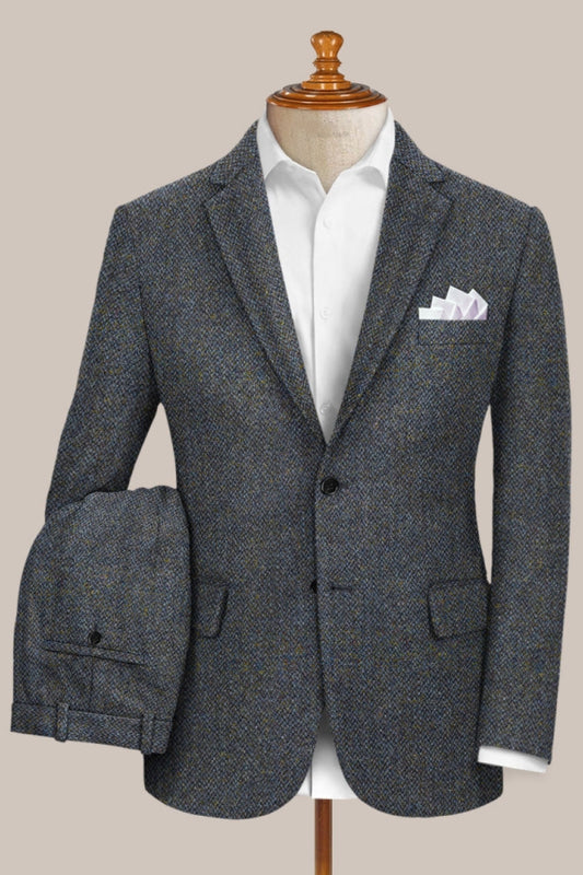 Glamorous Gray Notched Lapel Wool Business Suits