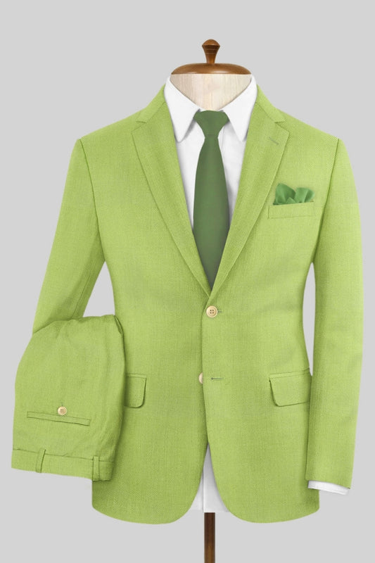 Green New Arrival Trendy Wool Notched Lapel Prom Men Suits