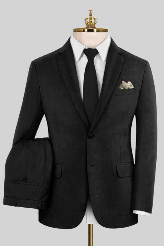 Black New Arrival Notched Lapel Classical Wool Business Men Suits
