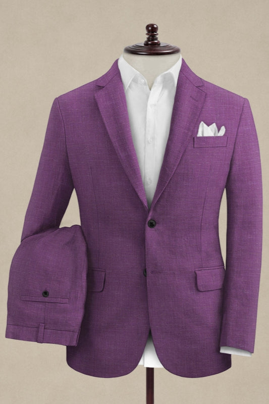 Purple Newest Slim Fit Chic Wool Notched Lapel Prom Men Suits