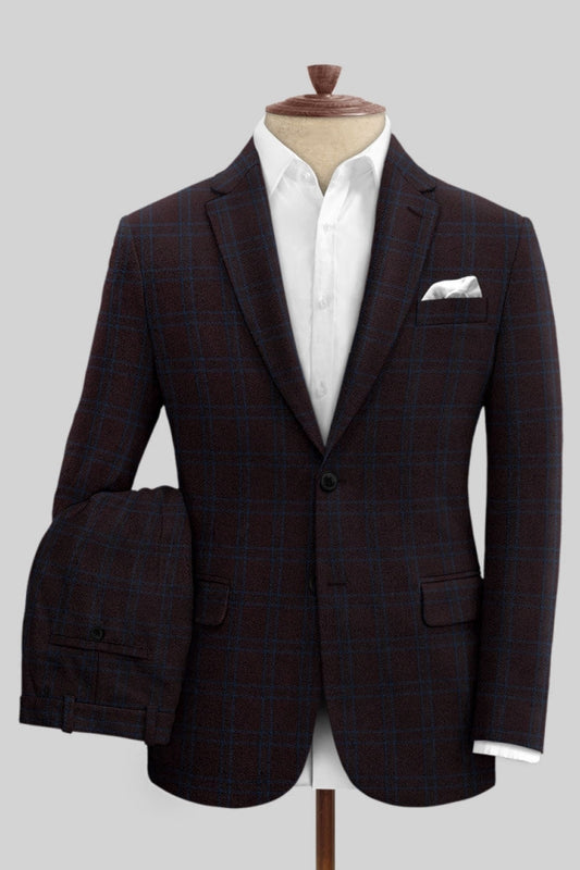 New Arrival Black Plaid Notched Lapel Business Suits