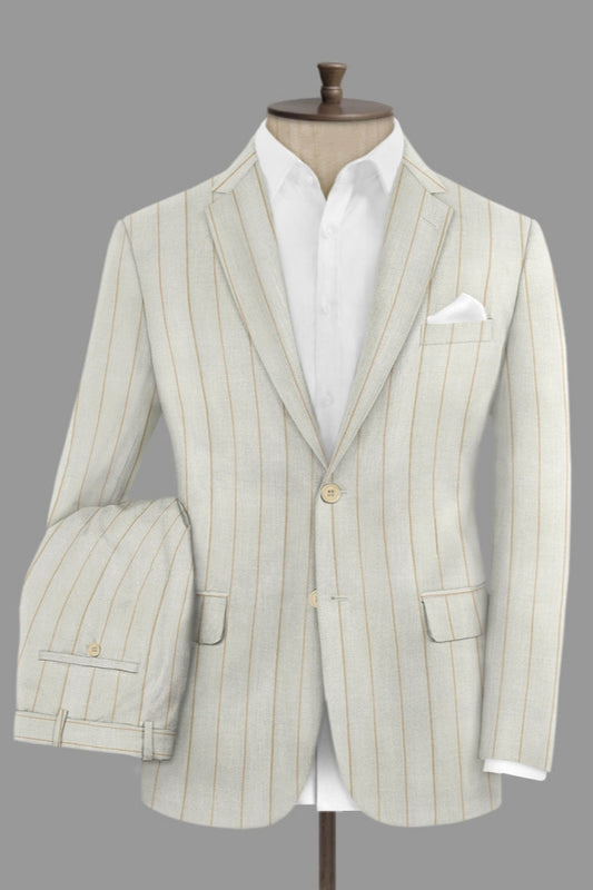 Fancy Hoary Striped Notched Lapel Business Suits