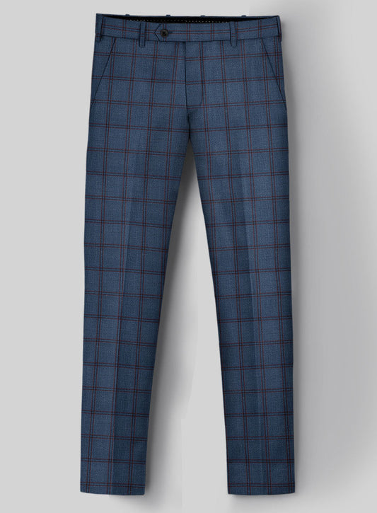 Glamorous Dark Blue Plaid Notched Lapel Business Suits
