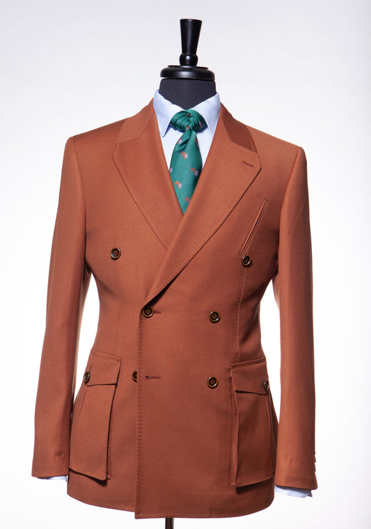 Brown Newest Wool Double Breasted Peaked Lapel Prom Suits