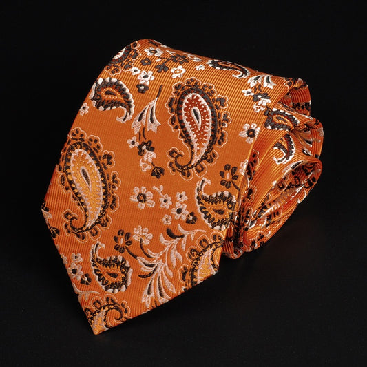 Beautiful Orange Floral Jacquard Tie