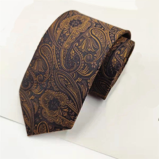 Brown And Gold Paisley Pattern Tie