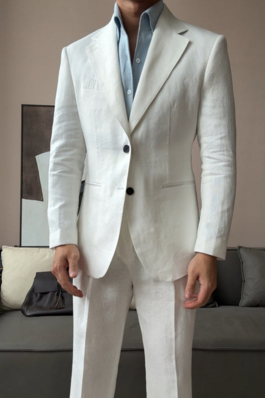 White Newest Chic Notched Lapel Wool Prom Men Suits