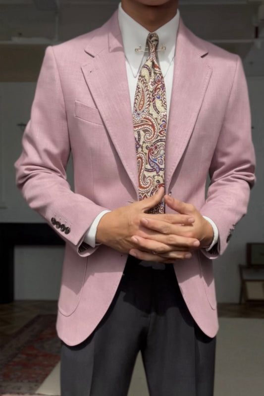 Glamorous Pink Notched Lapel Wool Prom Suits