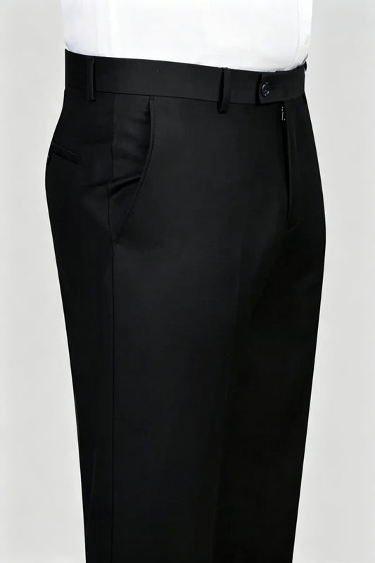Classic Black Double Breasted Peaked Lapel Wool Prom Suit