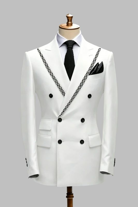 Classical White Peaked Lapel Best Fitted Prom Suits