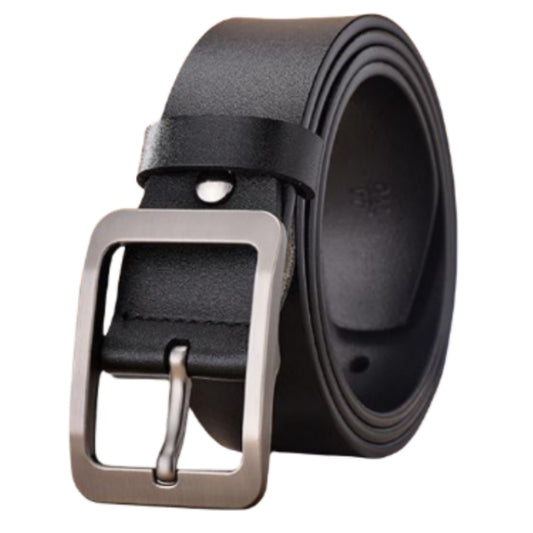 Men's Black Pin Buckle Leather Belt