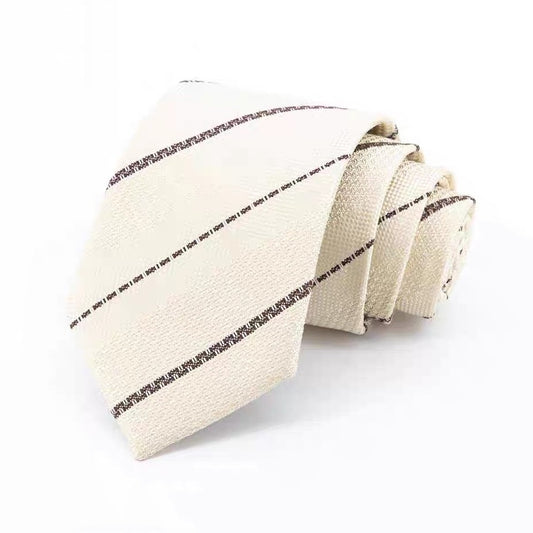 Formal Beige Striped Men's Tie